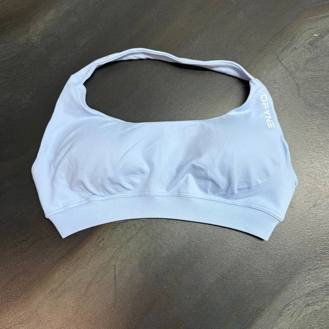 Dfyne Impact Sports Bra for Women Seamless Halter Bra Open Back Yoga Top Bras Medium Support Gym Crop Top Padded Sportswear