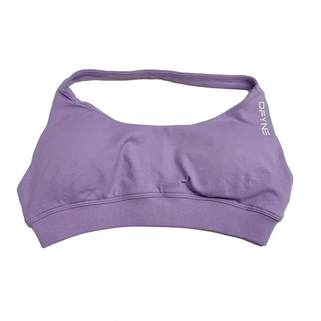 Dfyne Impact Sports Bra for Women Seamless Halter Bra Open Back Yoga Top Bras Medium Support Gym Crop Top Padded Sportswear
