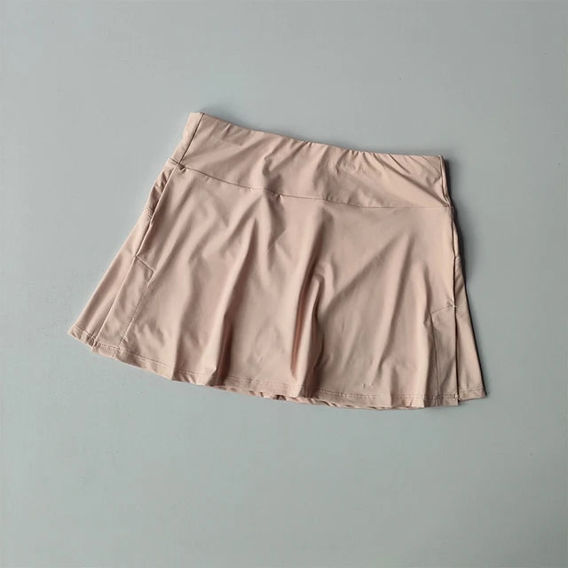 High Waisted Sports Shorts for Women's Summer Vacation Two Anti Glare Yoga Skirts Running Fitness Tennis Badminton Skirts Dress