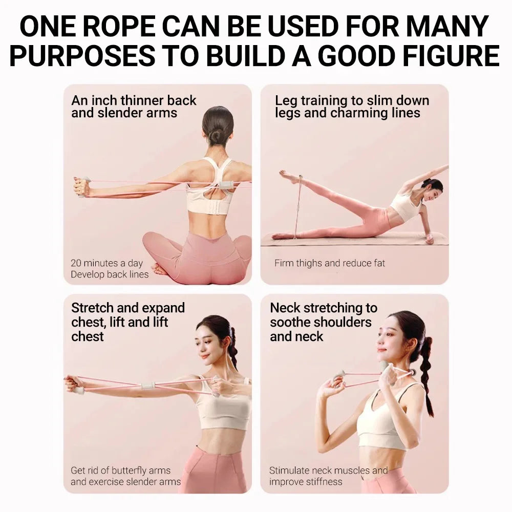 8-shaped Yoga Rope Woman Fitness Pilates Tensioner Chest Expander Resistance Band Pulling Exercise At Home