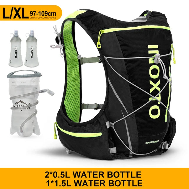 running hydrating vest backpack 8L, cycling hydrating backpack hiking marathon hydrating, with 1.5L water bag 500ml water bottle