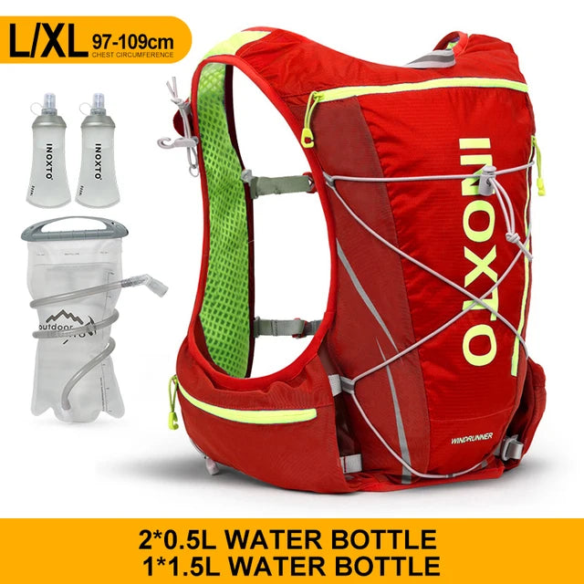 running hydrating vest backpack 8L, cycling hydrating backpack hiking marathon hydrating, with 1.5L water bag 500ml water bottle